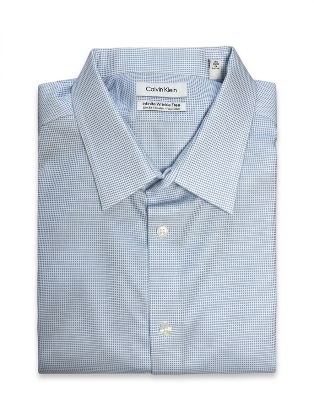 Calvin Klein Slim Fit Light Blue Micro-Grid Dress Shirt 2XL
